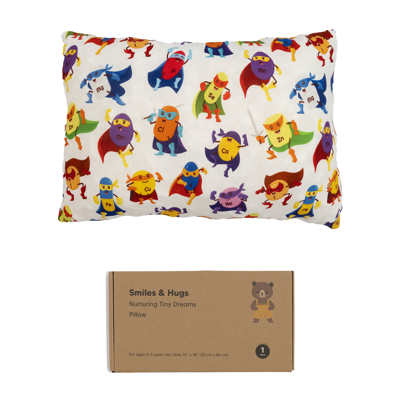 Toddler Pillow, 13 x 18 inches – Perfect for Kids’ Sleep & Travel (Ninjas)