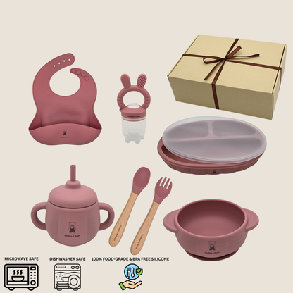 7-Piece Silicone Baby Feeding Set – 100% Food-Grade, BPA-Free & Dishwasher Safe