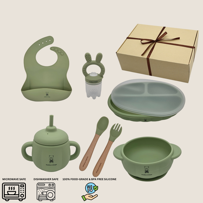 7-Piece Silicone Baby Feeding Set – 100% Food-Grade, BPA-Free & Dishwasher Safe