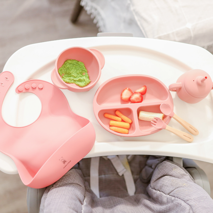 Smiles & Hugs 7-Piece Silicone Baby Feeding Set – 100% Food-Grade, BPA-Free & Dishwasher Safe