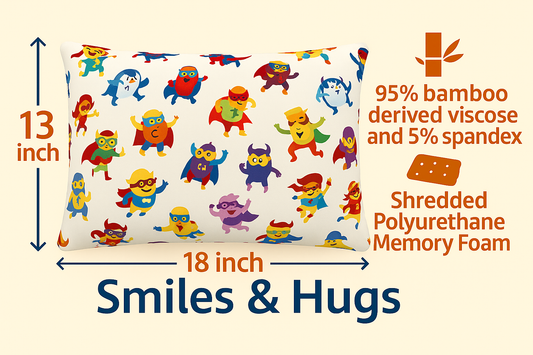 Toddler Pillow, 13 x 18 inches – Perfect for Kids’ Sleep & Travel (Ninjas)