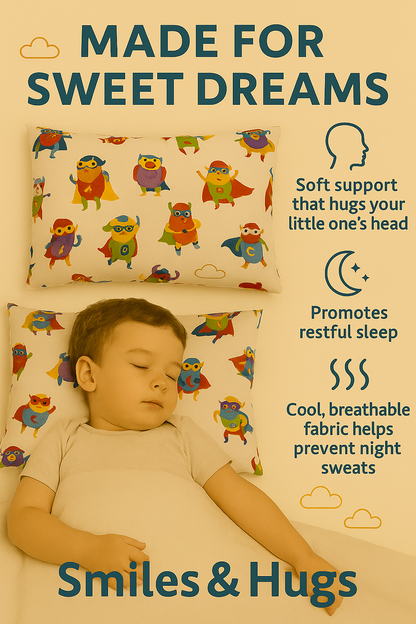 Toddler Pillow, 13 x 18 inches – Perfect for Kids’ Sleep & Travel (Ninjas)