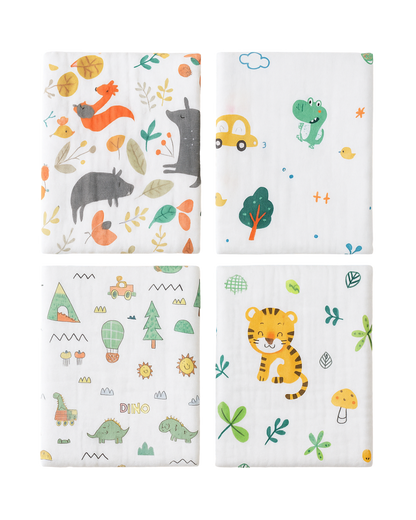 4-Pack Cotton Muslin Swaddle Baby Blanket