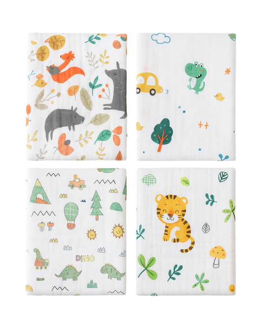 4-Pack Cotton Muslin Swaddle Baby Blanket