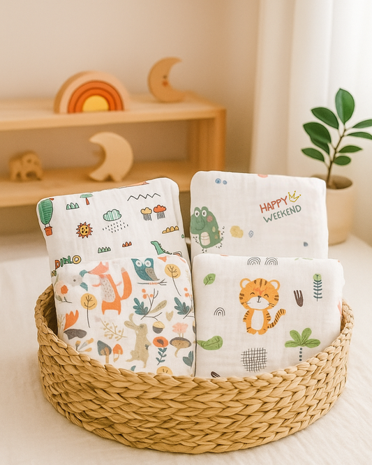 4-Pack Cotton Muslin Swaddle Baby Blanket
